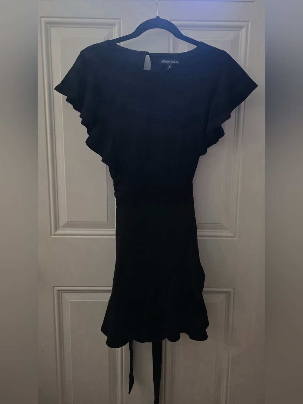 Midnight Doll Ruffle Sleeve Black Mini Dress